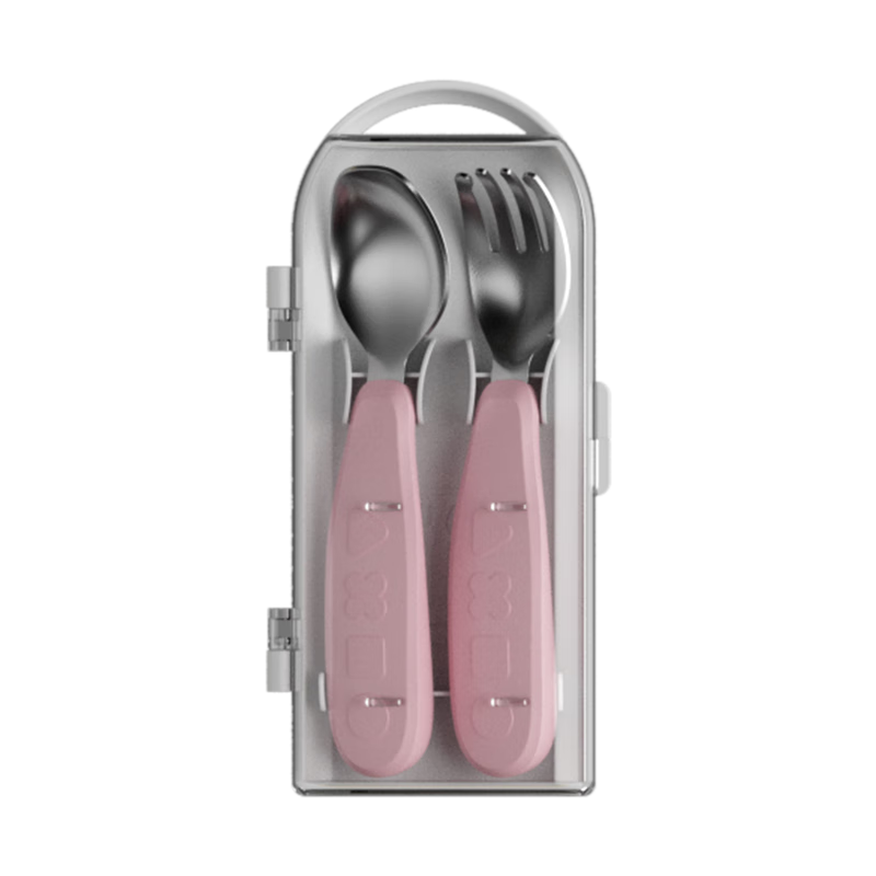 Octoto Baby Food Spoon, Children's Spoon, Infant Self-Training Fork And Spoon Set, 316L Stainless Steel Spoon And Fork Set