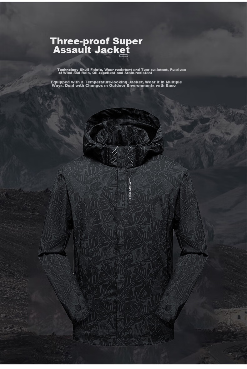 JEEP SPIRIT Men's Windbreaker Jacket for Spring And Autumn, Hooded Windproof Casual Versatile Outerwear, Black, 4XL 8