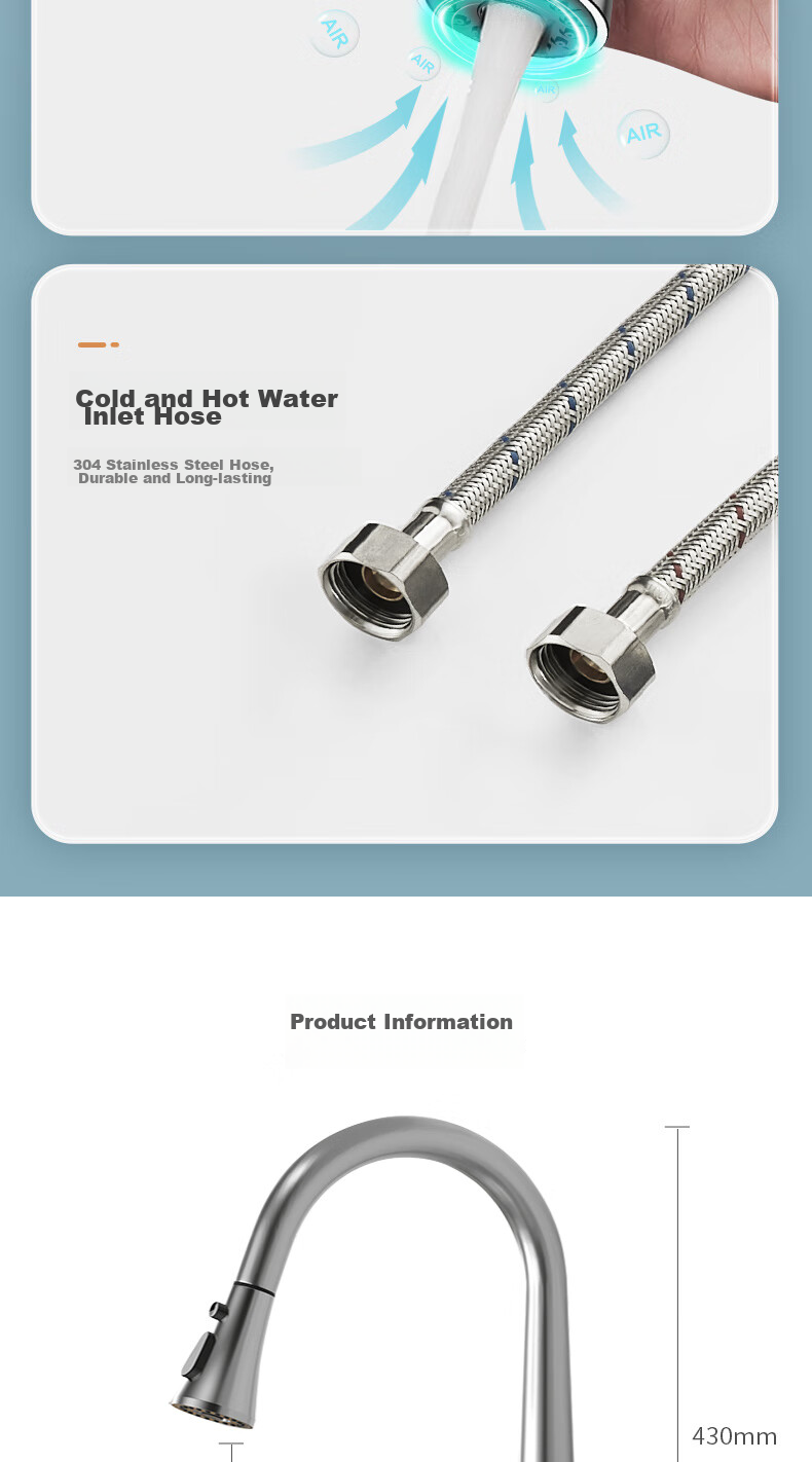 ARROW Pull-Out Kitchen Faucet, 304 Stainless Steel Hot And Cold Rotating Sink Tap for Washing Vegetables And Dishes, AE45131SS 13