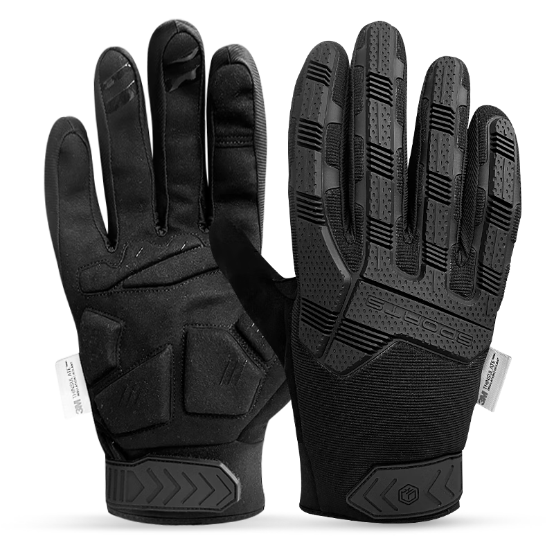 JD Jingzao Cycling Gloves Motorcycle Electric Vehicle Motorcycle Long Finger Men's Silicone Warm Autumn and Winter Thickened Anti-fall XL Size