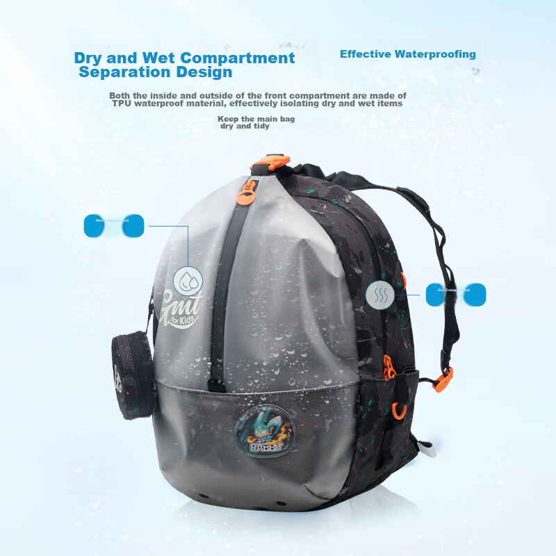 Gmt for Kids Children's Swim Bag, Elementary School Student Dry-Wet Separation Waterproof Backpack, Beach Pool Travel Shoulder Bag for Boys, Explosion Armor Desig