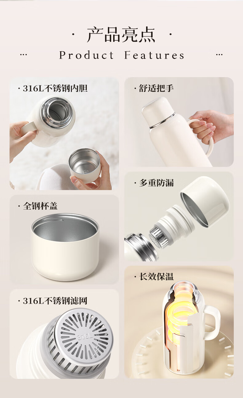 Fuguang Large Capacity Insulated Thermos Flask Stainless Steel Vacuum Water Bottle Portable Outdoor Hot Water Bottle 1200ML 2