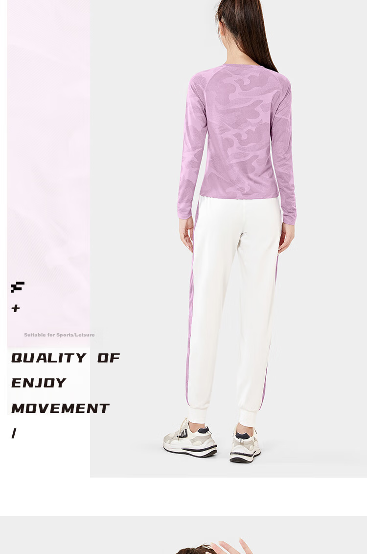 FANDIMU Women's Sports Set Breathable Yoga Fitness Wear Track Training Casual Running Long Sleeve Badminton Outfit Purple S 13