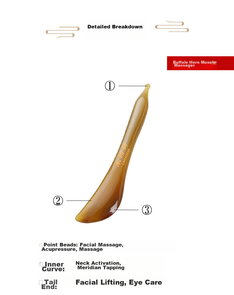 CAIYAOSHI Ox Horn Gua Sha Board for Face, Neck Meridian Massage, Lifting And Tightening, Full Body Health Gua Sha, Moisture Removal, Teacher's Thick 4mm Version, Suitable for Whole Body, Mid-Autumn Festival Gift 11