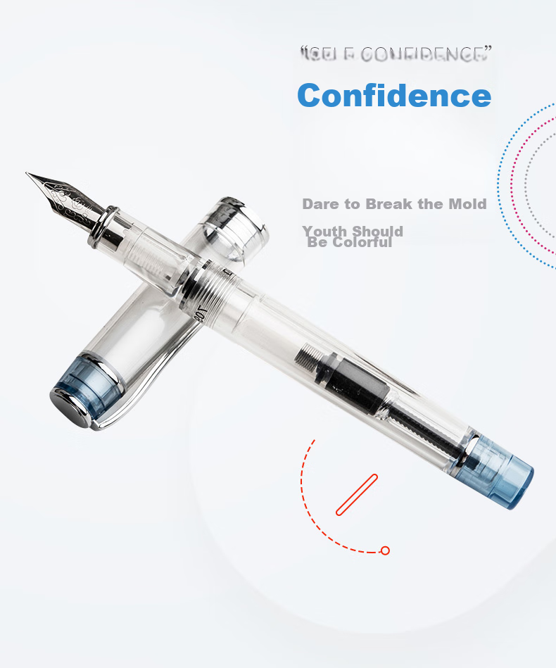 HERO Fountain Pen, 709 Ice Transparent Model, Iridium Nib Fountain Pen, Student Ink Pen, Calligraphy Practice Pen, Translucent Black 4