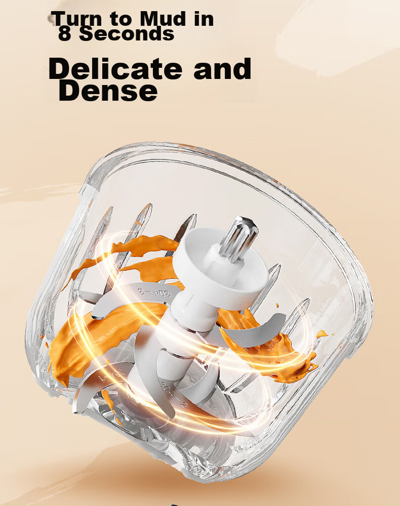 Bear Baby Food Processor, Multifunctional Small Mini Grinder And Blender, Garlic Masher, 8 Blades Single Cup Single Blade 8