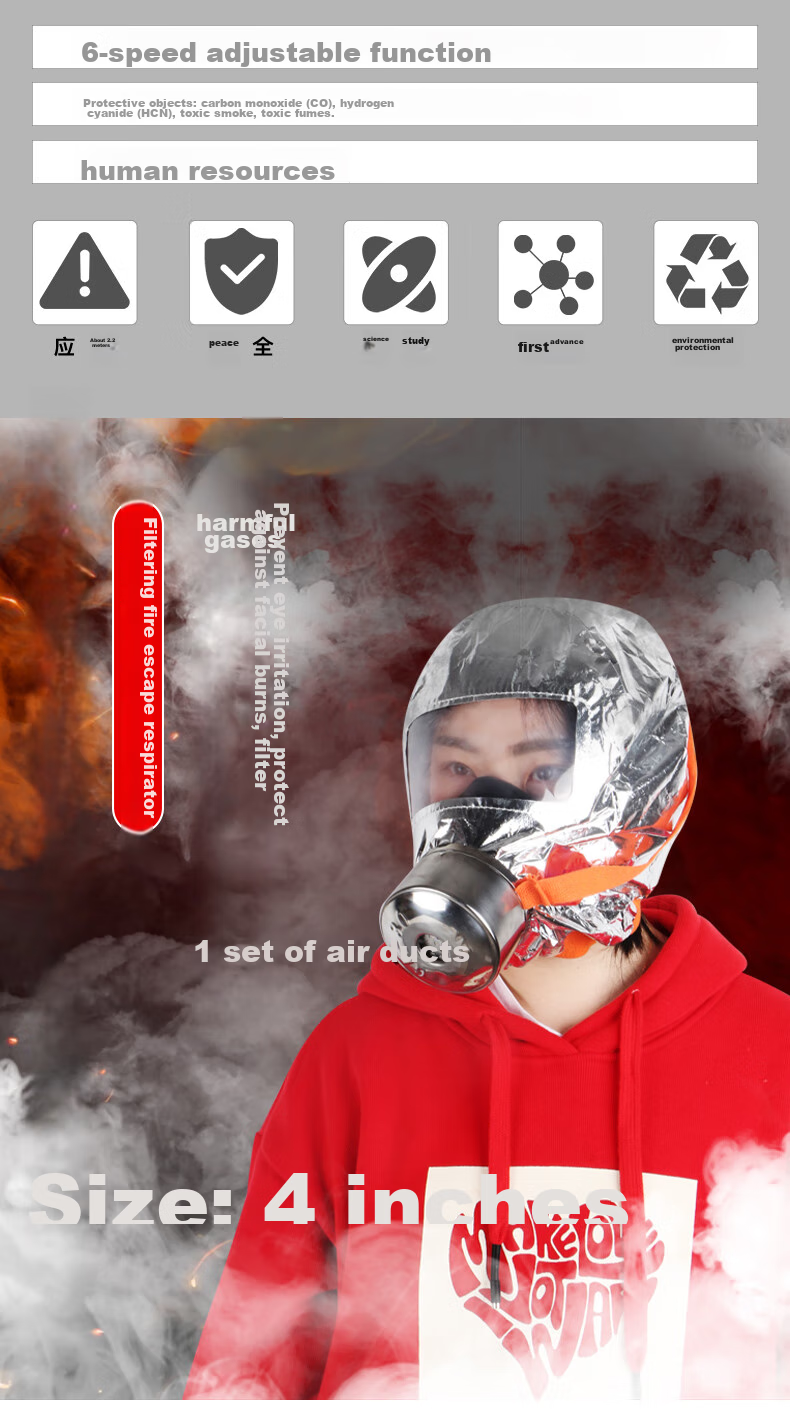 UOSEN Fire Mask, Smoke And Gas Protection Facepiece, National Fire Protection 3C Certified, Fire Escape Filter-Type Self-Rescue Respirator 3