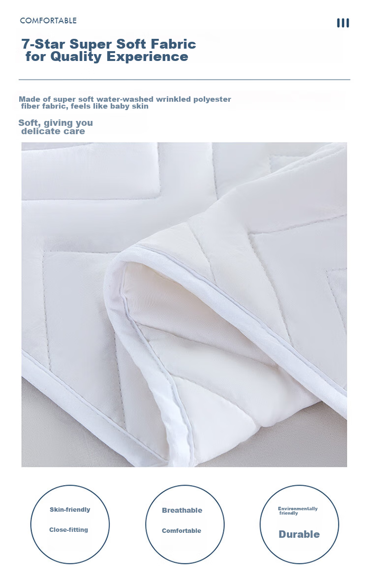 LUOLAI Home Textiles Soybean Mattress Pad, Antibacterial And Anti-Mite Fitted Sheet, Machine Washable Thin Pad, 150*200cm, White 3
