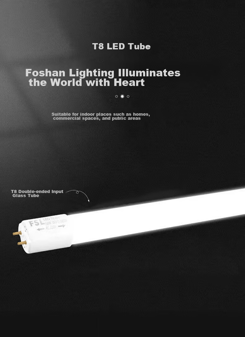 Foshan Lighting (FSL) T8 LED Tube, Double-Ended Power Supply, Energy-Saving Daylight Lamp, 1.2 Meters, 40W, Cool White (6500K), Pack of 5 2
