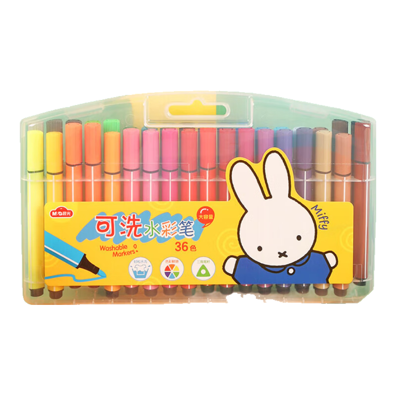 M&G 36-Color Triangular Large-Capacity Watercolor Markers, Washable for Kindergarten, Children's Drawing And Doodling, Miffy Series FCP90198-1 Box Watercolor Markers