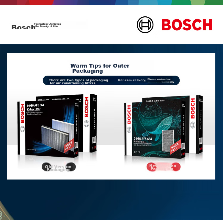 BOSCH Activated Carbon Air Conditioning Filter Element 5664 for Haval H6 Sport Edition/H4/H7x/Menglong Hi4/Xiaolong MAX 1