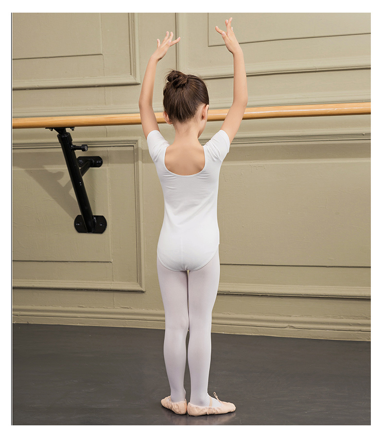 Sansha Children's Dance Leotard Short-Sleeve Ballet Bodysuit for Girls, Light Purple with Open Crotch, Size S 10