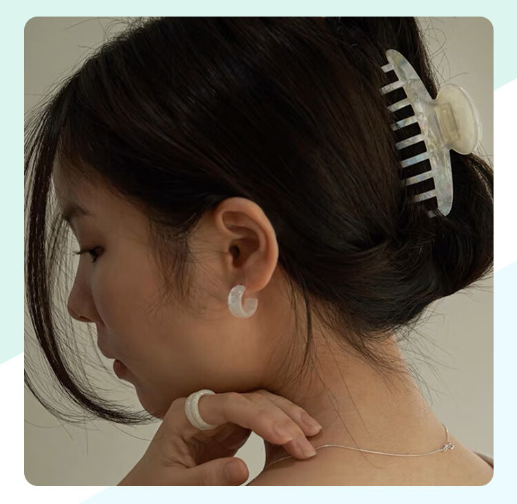 CHIMERA Vintage French Acetate Hair Claw Clip for Women, High-End Hairpin, Back of Head Shark Clip, Mid-Autumn Festival Gift 5