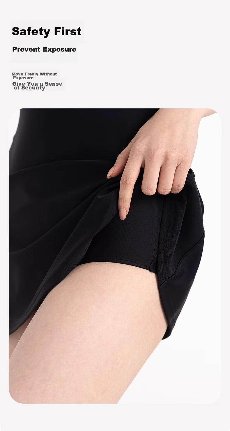 ANTA Slim Waist Swimsuit for Curvy Girls, 2026 New Style Hot Spring One-Piece Dress, Conservative Plus Size Swimwear, Black 2XL 7