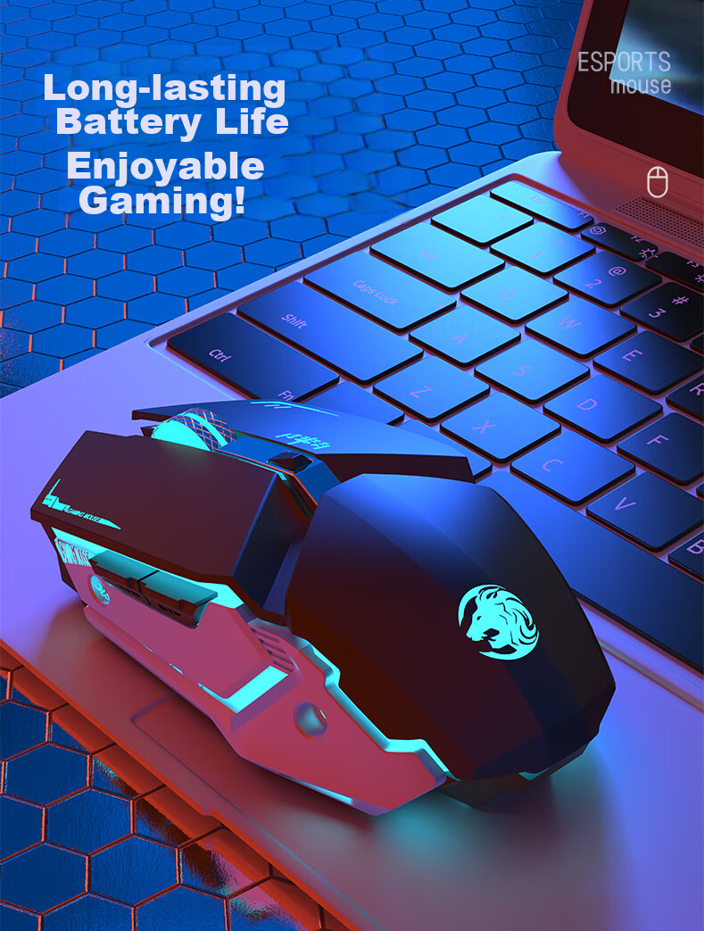 EWEADN G307 Wireless Bluetooth Dual-Mode Mouse with Mechanical Feel, Rechargeable Low-Frequency Gaming Mouse for Laptop And Desktop Computers, Universal for PUBG CF Peripherals, Cool Black 1