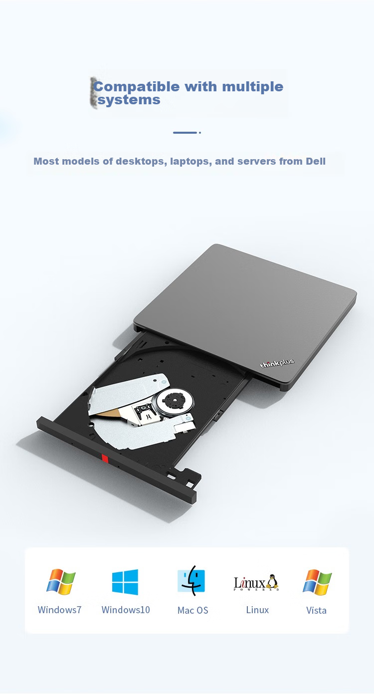 ThinkPad Lenovo 8x Speed External USB Optical Drive, DVD Burner, Laptop External CD Player, Desktop Portable Optical Drive, Computer External Optical Drive, TX800 4