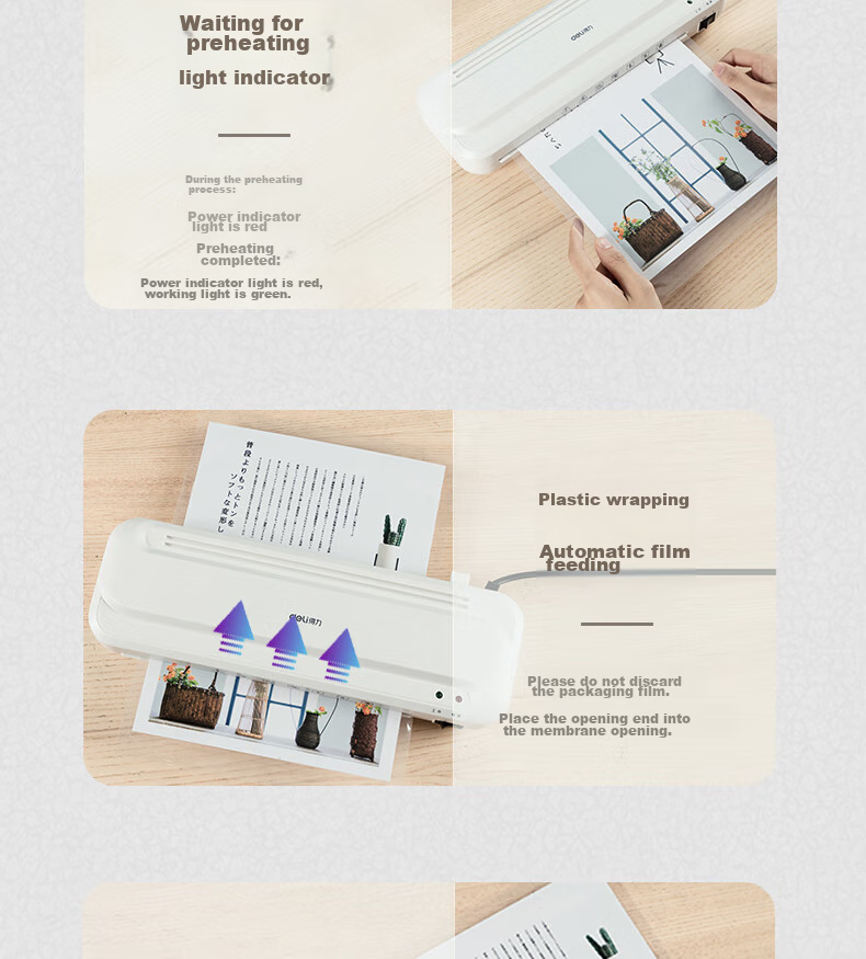 Deli Laminator A4, Photo Laminating Machine for Home And Office Use, Picture Laminating Machine, Film Covering Machine, Laminator with Laminating Pouches, 2132 19