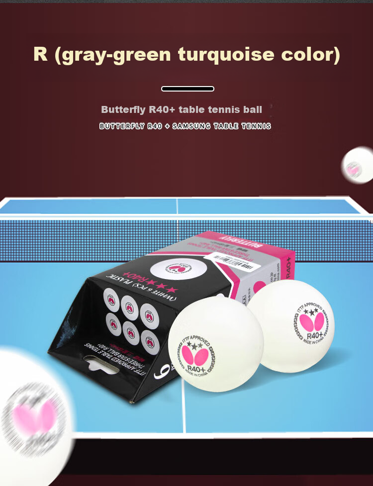 BUTTERFLY Three-Star Table Tennis Balls [6-Pack], Professional Competition Balls R40+, White with Seam 4
