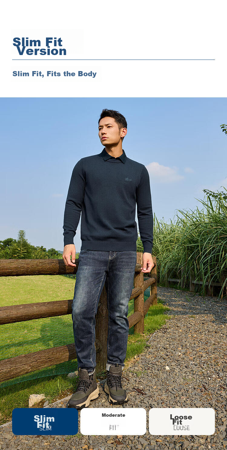 HLA [Brand Exclusive] Men's Long-Sleeve Knit Sweater, Light Business Classic Warm Pullover for Spring And Autumn HNZAW3Y018A 6