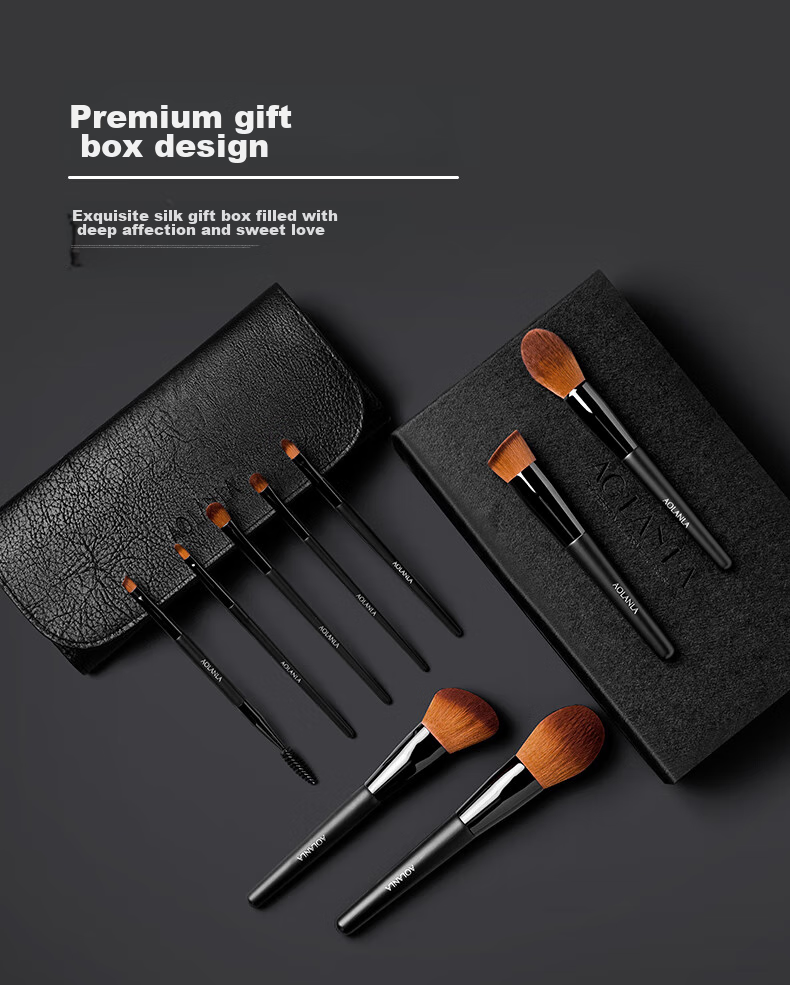 AOLANLA Master-Level Makeup Brush Set, 9 Pieces Including Loose Powder And Eyeshadow Brushes, Beginner Beauty Tool Gift Box, Holiday Present 8