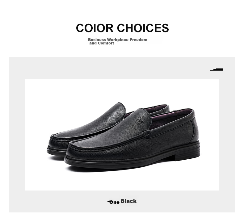 LAORENTOU Men's Leather Shoes, Business Casual Breathable Soft Upper Formal Dress Shoes, Slip-On Dad Shoes A20231 Black Size 40 5