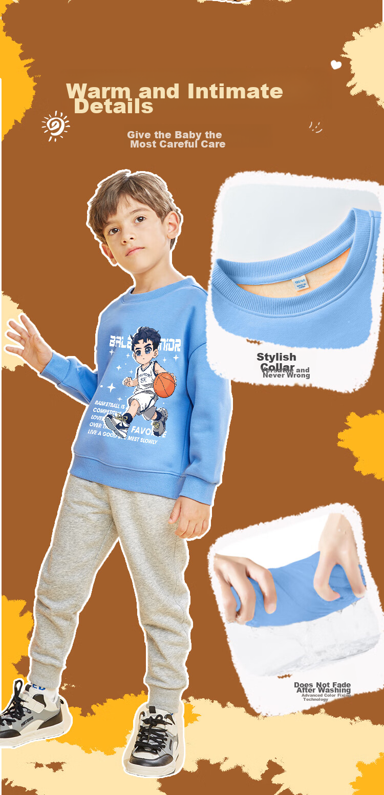 Baleno Boys' Fleece-Lined Sweatshirt, Winter Wear for Older Children, Warm Pullover Jacket, Children's Thick Casual Outerwear for Winter 9