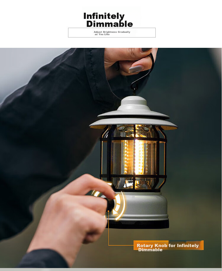 Lewang Retro Camping Light, Outdoor Tent Lamp, Home Emergency Lantern, Multi-Functional Handheld Vintage Lantern, Cream White 3