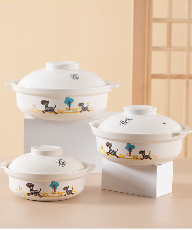 Nihuojiang Ceramic Glazed Zebra Soup Pot, 4L Wide-Mouth Casserole, for Cai Xian Rice And Lotus Root Stew, Shallow Sandpot, Same Style As Lianjie 7