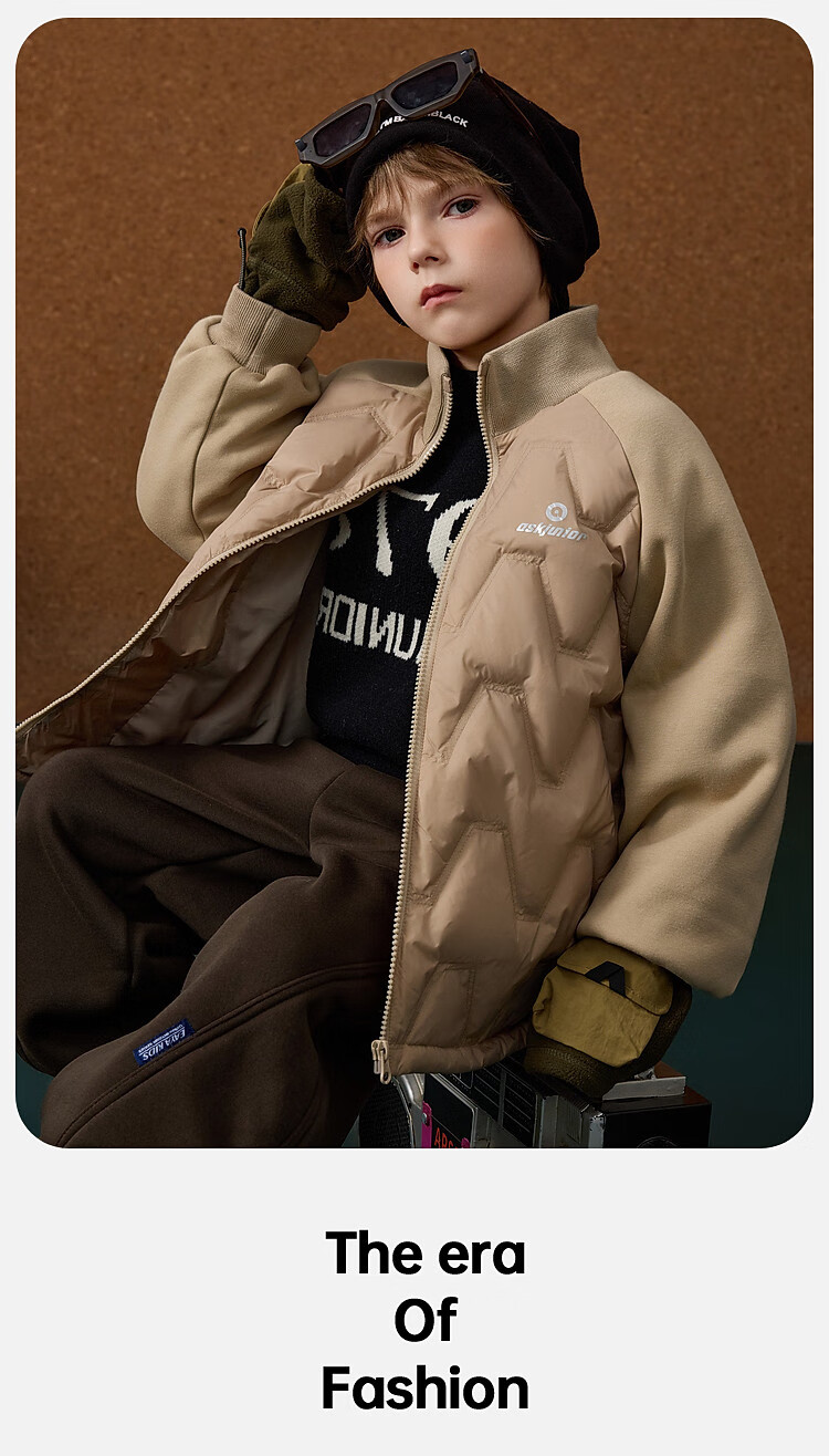 ASK JUNIOR Boys' Down Jacket Autumn Winter Warm 90% Down Raglan Sleeve Zip-up Coat Black 160cm 38