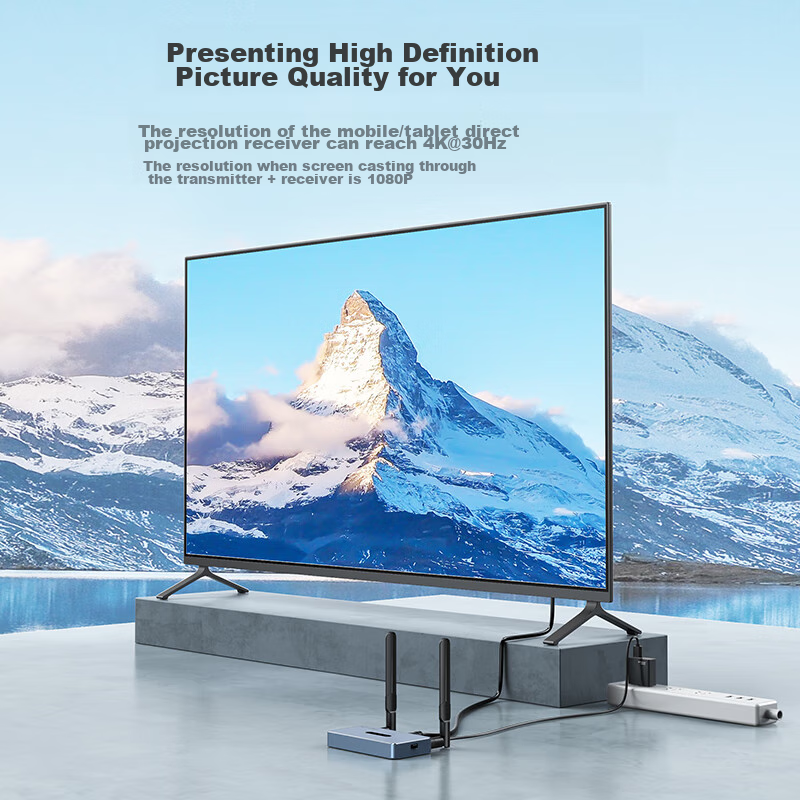 MT-Viki Wireless Screen Mirroring Device, HDMI Enterprise-Grade High-Definition 4K Wireless Transmitter And Receiver, VGA Projector Transmission Device, 5G No Delay, MT-WX02R