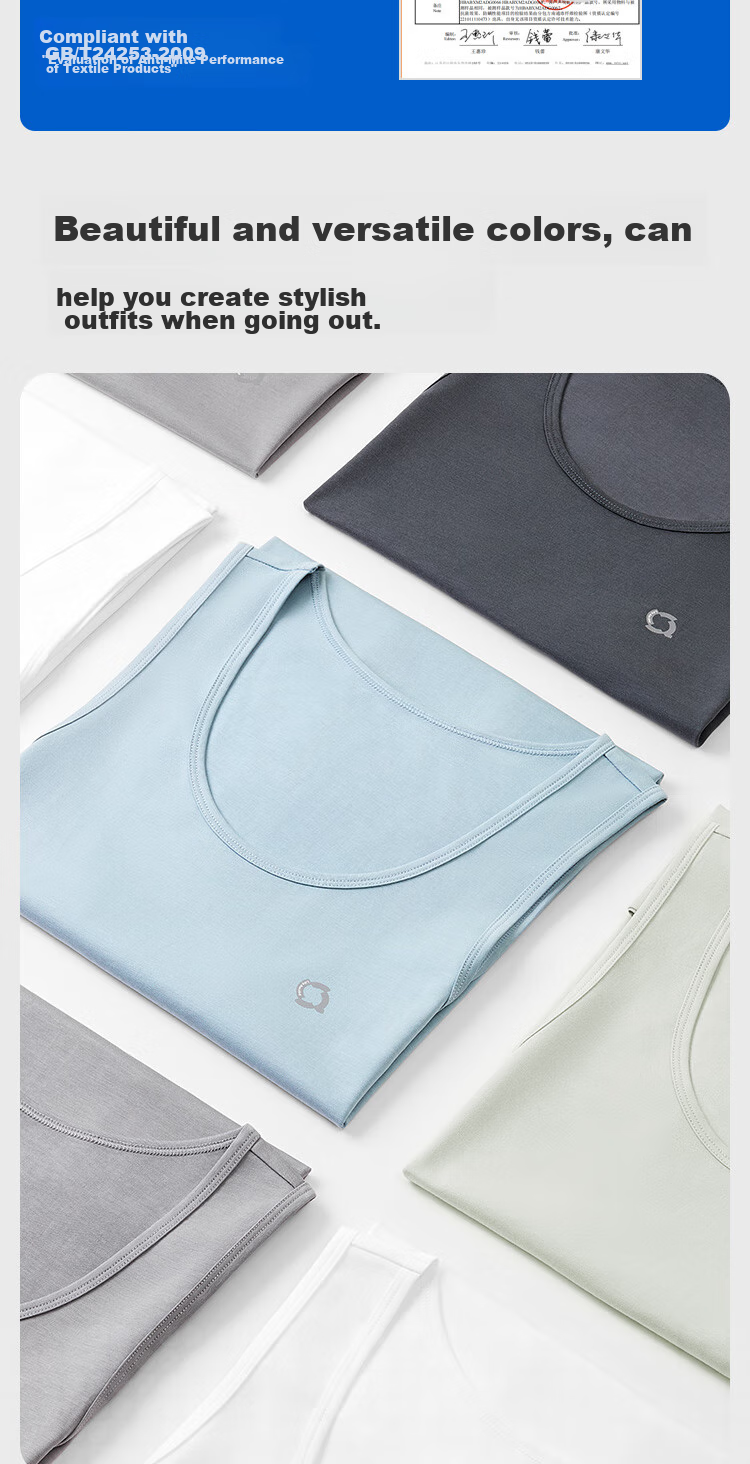 HLA [Zui Huxi-Pro7] Sleeveless Vest for Men, Lyocell Antibacterial Cooling Basic Undershirt Thin Tank Top 9