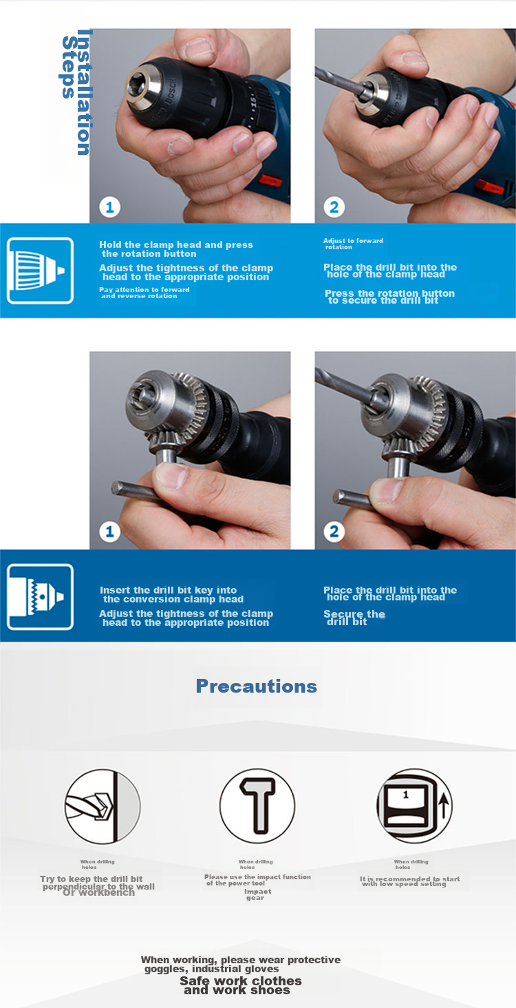 BOSCH Four-Groove Masonry Mixed Drill/Chisel/Demolition Set Small Blue Roll 6 Pieces 7