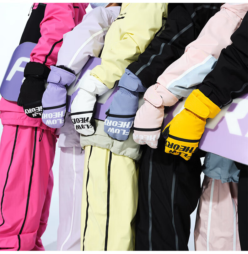 Flow Theory Full-Finger Kevlar Ski Gloves, Windproof, Waterproof, Warm, Wear-Resistant, Professional Single And Double Board Gloves 9