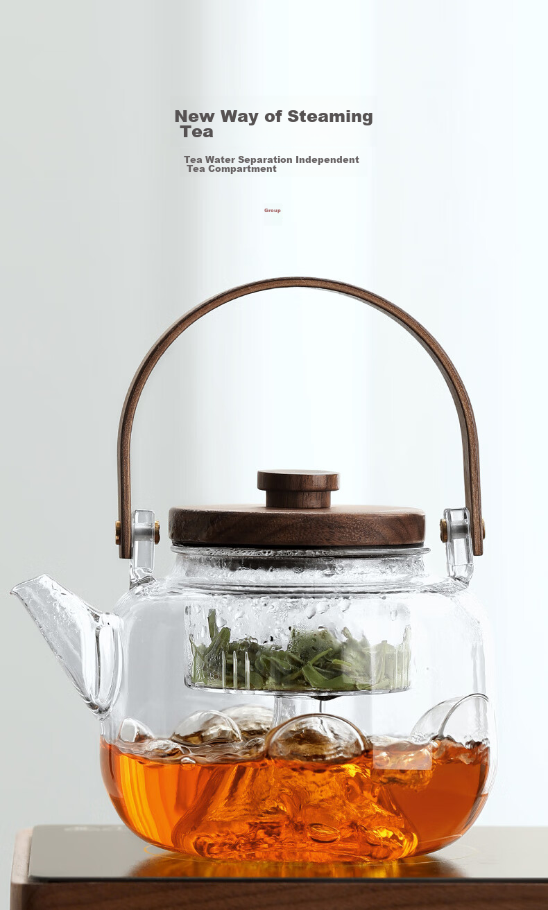 Shangyanfang Walnut Wood Electric Ceramic Stove Tea Maker, Small Office Single-Person Glass Tea Pot, Electric Water Boiler, Tea Stove Set 10