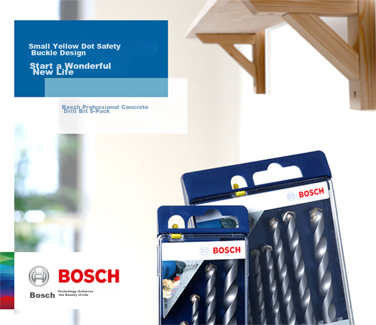 BOSCH Four-Groove Masonry Mixed Drill/Chisel/Demolition Set Small Blue Roll 6 Pieces 8