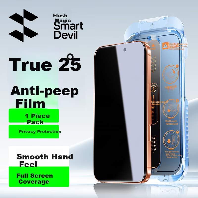 Защитное стекло SmartDevil для Apple iPhone 17 Pro Max, антишпионское, противоударное, полноэкранное, 1 шт.