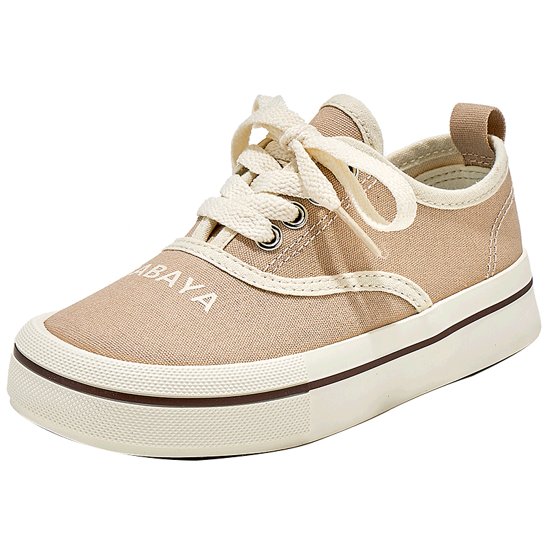Babaya Children's Canvas Shoes, 2026 New Style Girls' Shoes, Big Kids' Student Shoes, Spring Boys' Versatile Sneakers, Khaki, Size 26