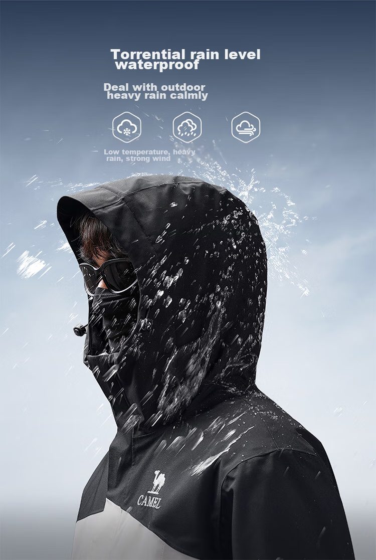 CAMEL Outdoor Padded Jacket AK80 Hard Shell Waterproof Cotton Coat for Men, Thickened Mountaineering Suit A14CF09733 6