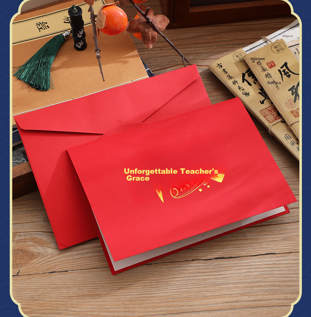 Faramon Teacher's Day Greeting Card for Students to Give to Teachers, New 3D Pop-Up Card, Creative High-End Handwritten Message, Thank-You Note, Postcard, Red 12