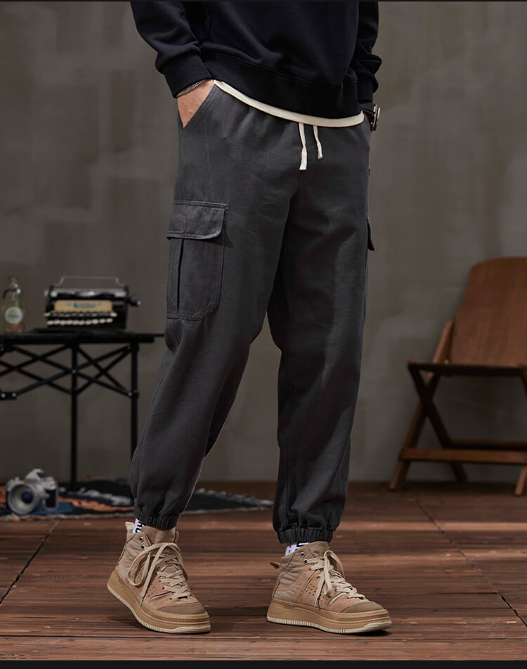 Dingfengbaoluo Casual Pants for Men, Summer Heavyweight Trendy Brand, Loose-Fitting Joggers, Fashionable Versatile Athletic Sweatpants, K602 Black 2XL 18