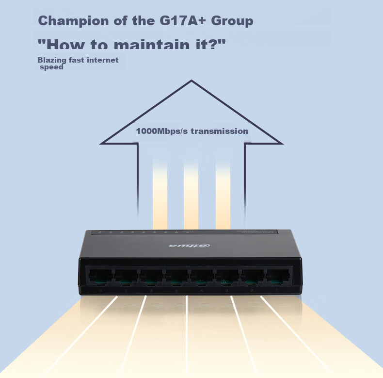 Dahua 8-Port Gigabit Switch, Enterprise-Grade Plug-And Simple Switch, Home Surveillance Small Network Splitter, Ethernet Plastic Case Network Cable Splitter 3