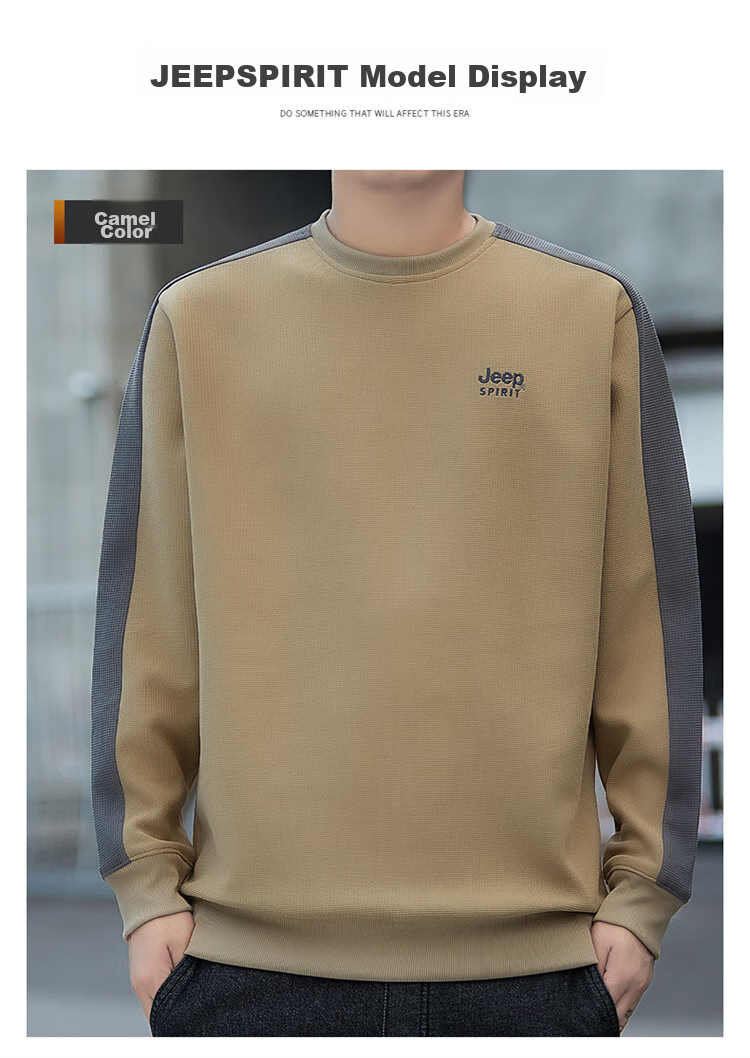 JEEP SPIRIT Men's Waffle Knit Long-Sleeve T-Shirt, Loose Casual Trendy Men's Top for Spring And Autum 14