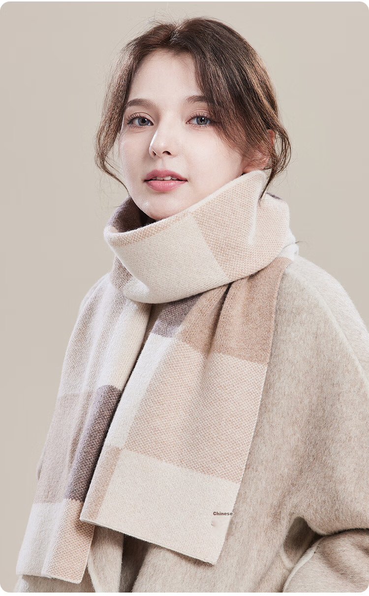 JIUMU Pure Wool Scarf for Women, Autumn And Winter Ladies' Warm Neck Warmer, Gift for Girls on National Day Or Birthday, Gift Box Packaging 12