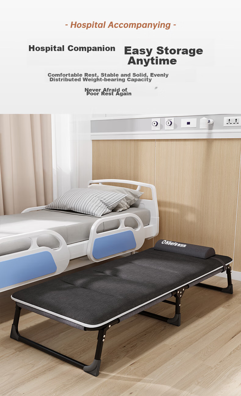 Okeefe Folding Bed Lounger, Single Nap Bed for Office, Camping Cot, Hospital Companion Bed with Cotton Padding 7