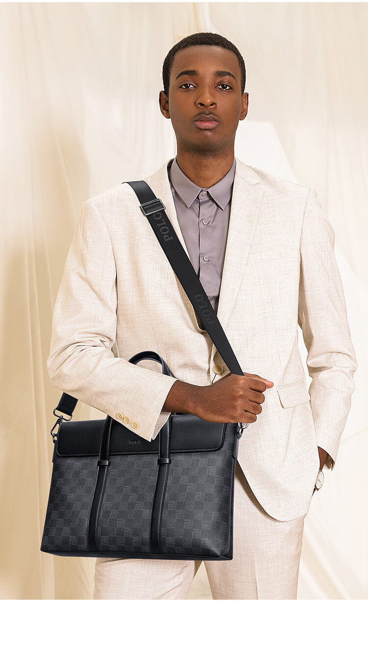 POLO Briefcase, Men's Business Handbag, 16-Inch Laptop Bag for Men, Commuter Shoulder Bag, Durable Crossbody Bag for Me 4