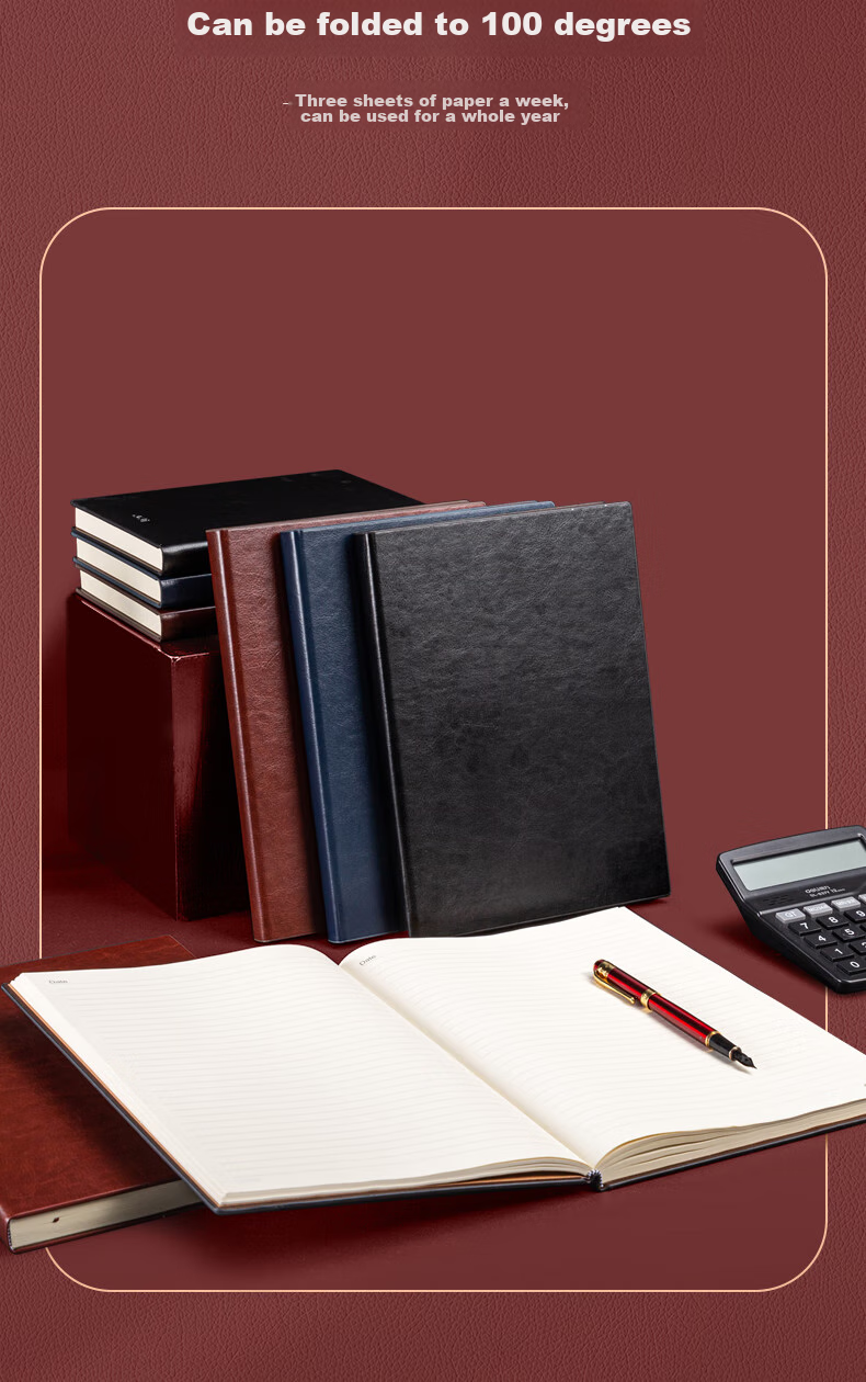 Deli Customizable Leather Notebook, 25K 160 Sheets, Thick Business Meeting Notebook, Journal, Diary, 3186 Black 10