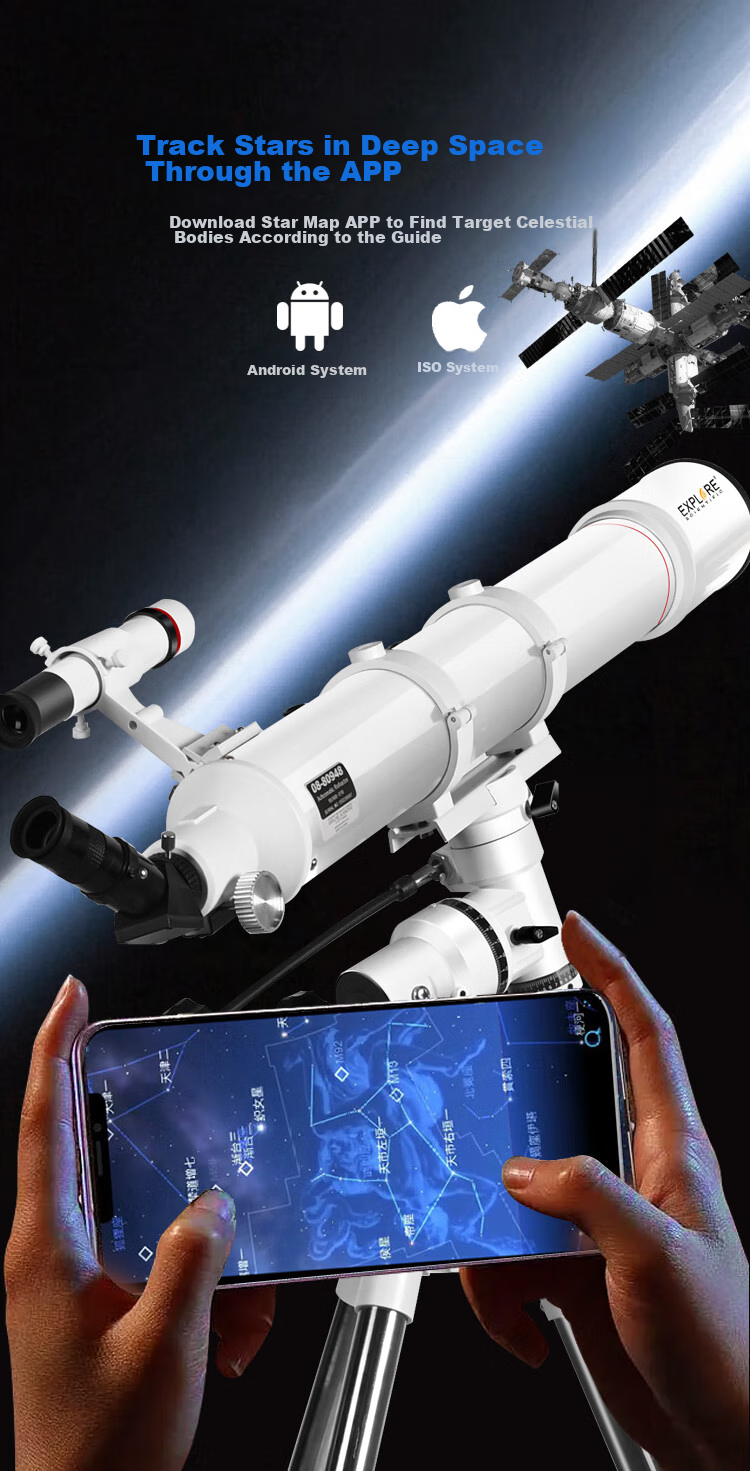EXPLORE SCIENTIFIC Astronomical Telescope 90EQ3 High-Definition High-Magnification Large-Aperture Professional-Grade Stargazing Student Science Education Gift 19