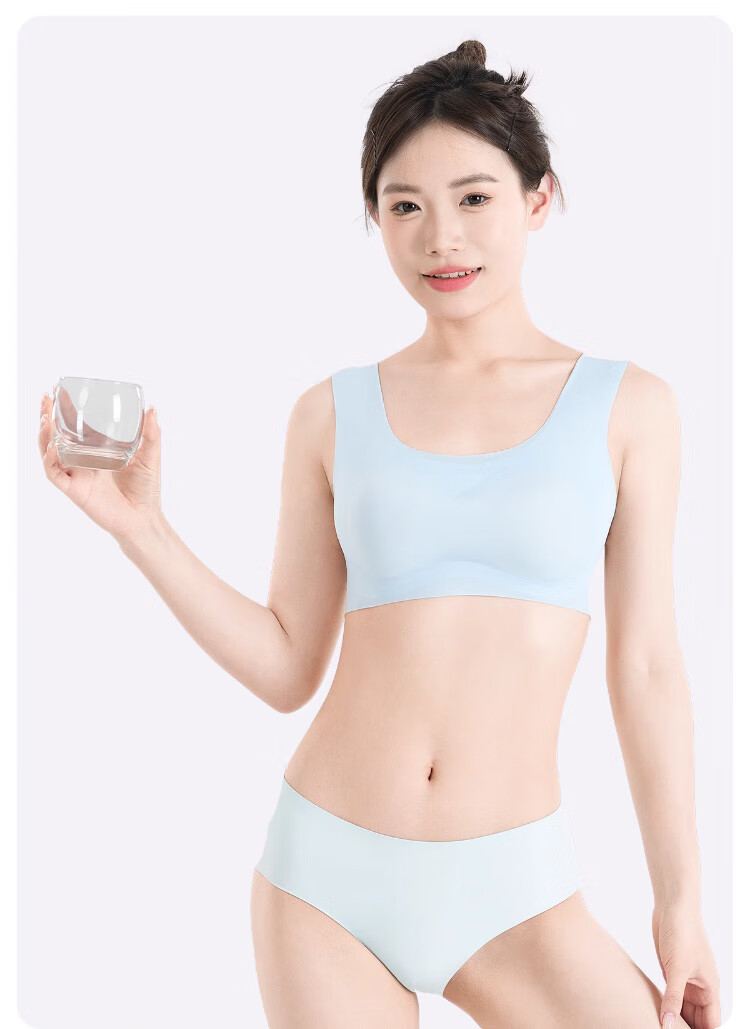 BADIGAO Disposable Women's Underwear Bra Travel Summer Seamless Ice Silk Breathable Push-Up Bra Size L Military Training 11