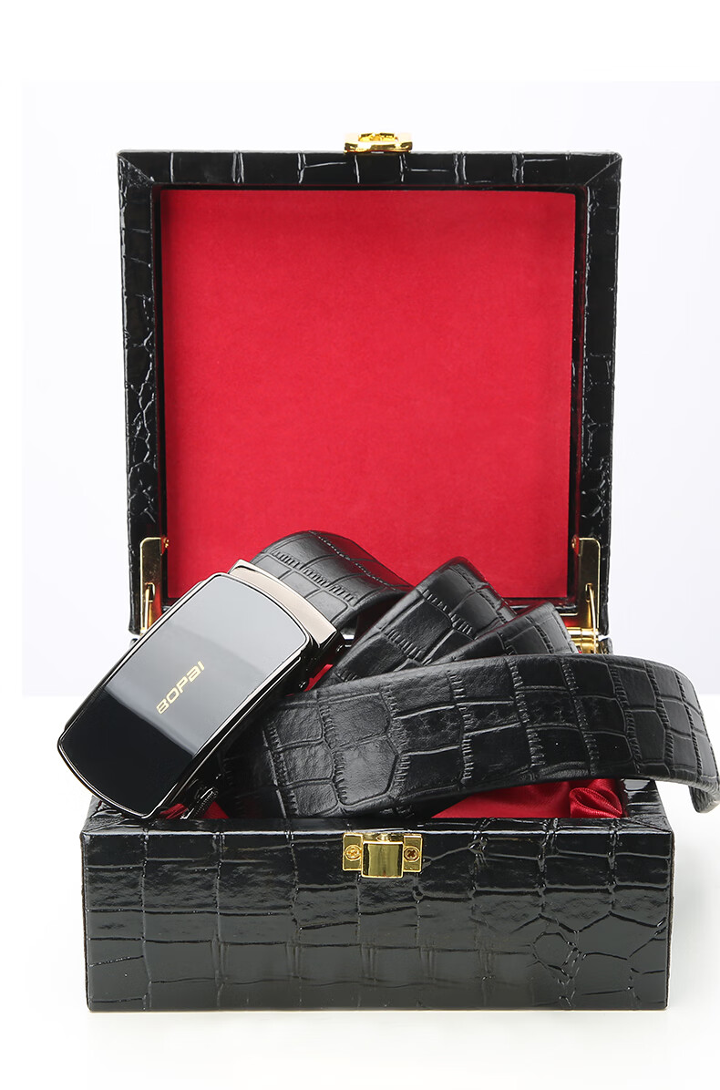 Bopai Genuine Leather Men's Belt with Automatic Buckle, Top-Grain Cowhide Waistband, Business Gift for Me 19