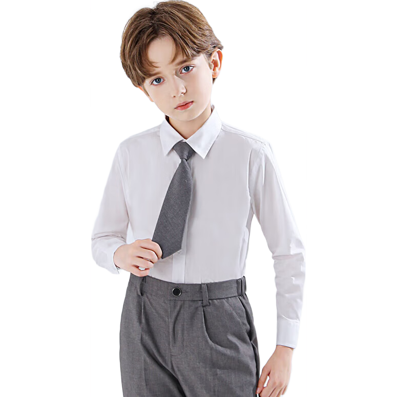 Yinuofang Children's White Long-Sleeve Shirt Performance Wear Undershirt for Boys: White Long Sleeve 170CM